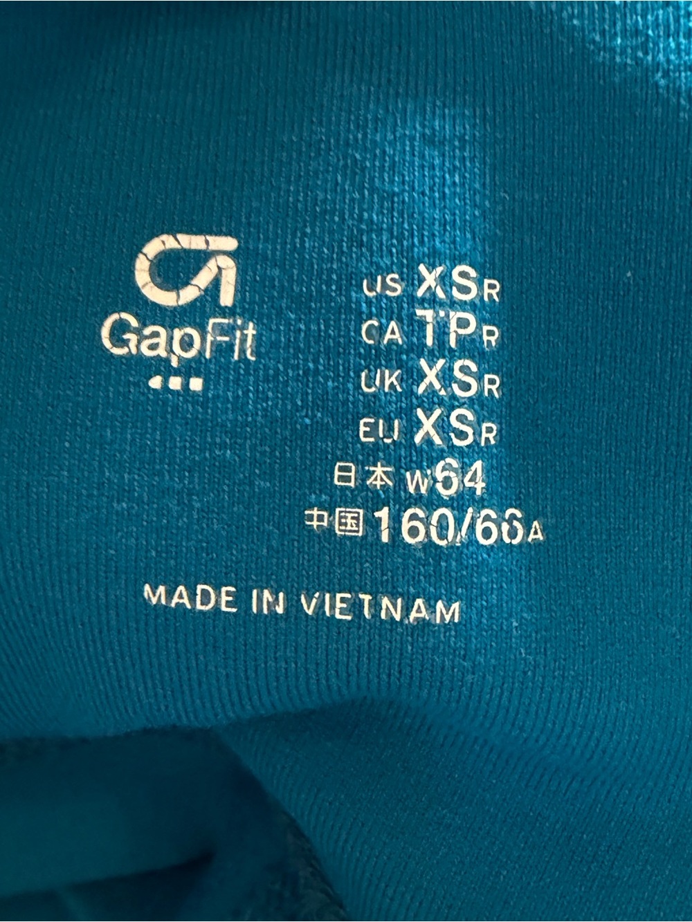 GapFit Bright Teal Cropped Leggings XS Athletic Workout Pants - Picture 8 of 8